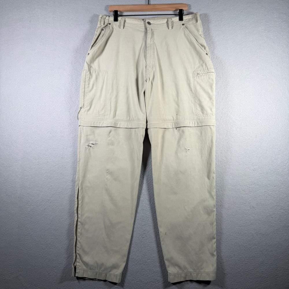 REI Men 38 Regular Khaki Convertible Hiking Cargo Pants Zip Off Leg RN 37249